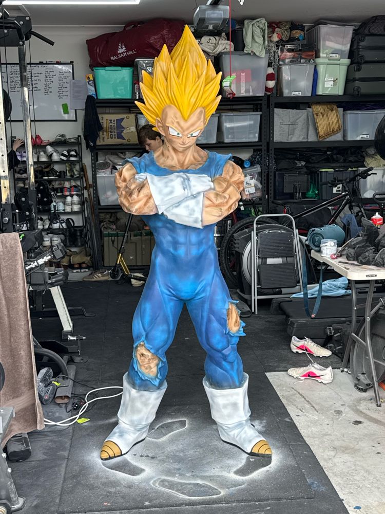 Life-size Super Saiyan Vegeta, painted by Brodie